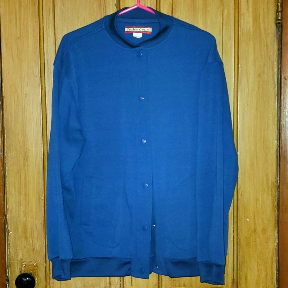 Tudor Court Long Sleeved Button Up Large Navy Sweatshirt